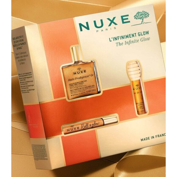 NUXE Infinite Glow Skincare Gift Set w Huile Prodigieuse Honey Lip Care, Roll-on - Picture 2 of 4